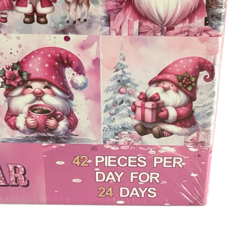Pink Christmas Gnome Advent Calendar Puzzle 1008 Piece 24 Day Sealed